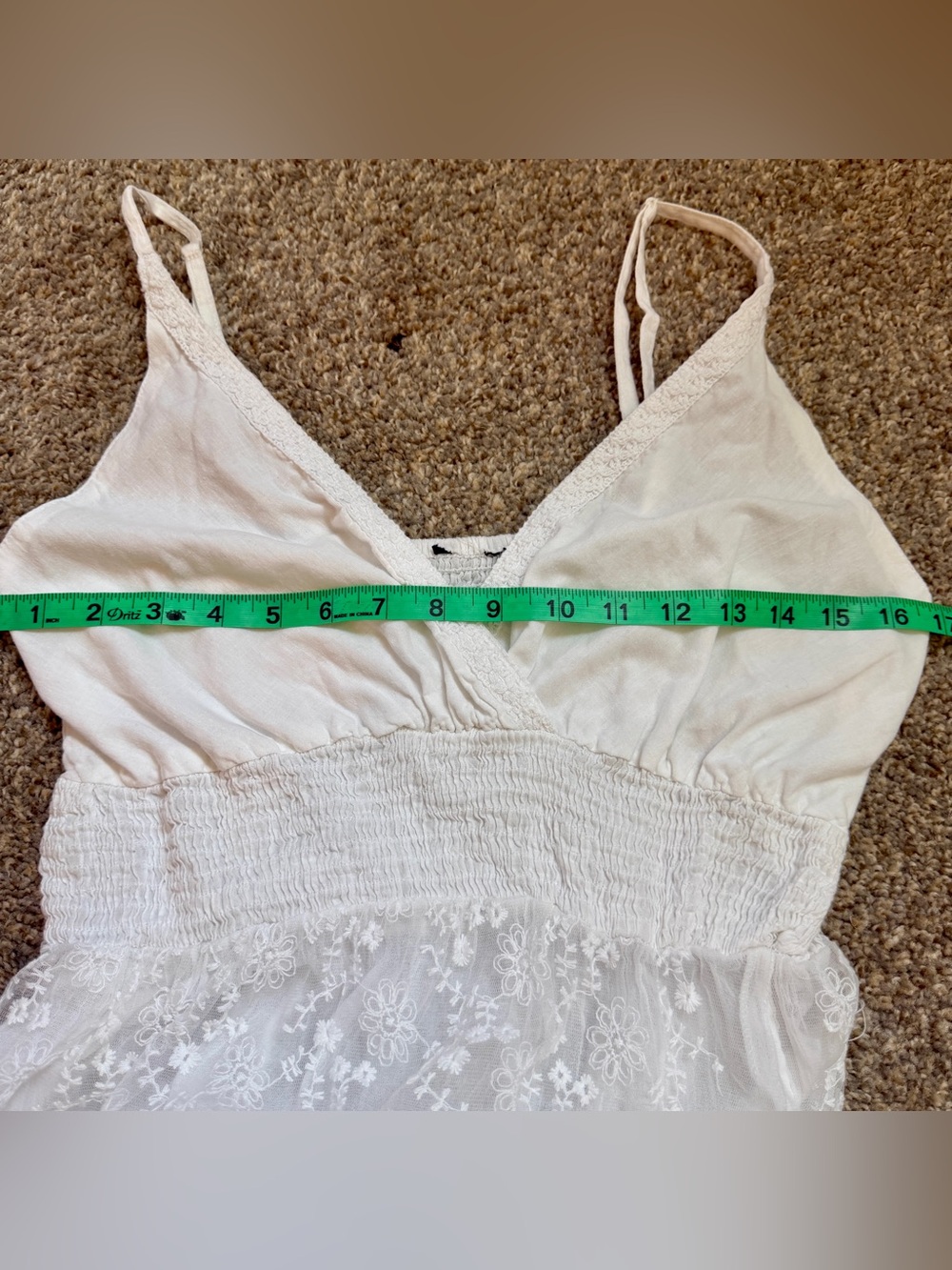 India Made White Lace Crochet Tiered Maxi Dress - XL - Picture 8 of 11